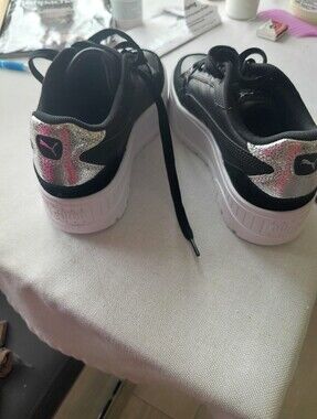 Puma Black with Metallic Silver Heel Platform Sneakers